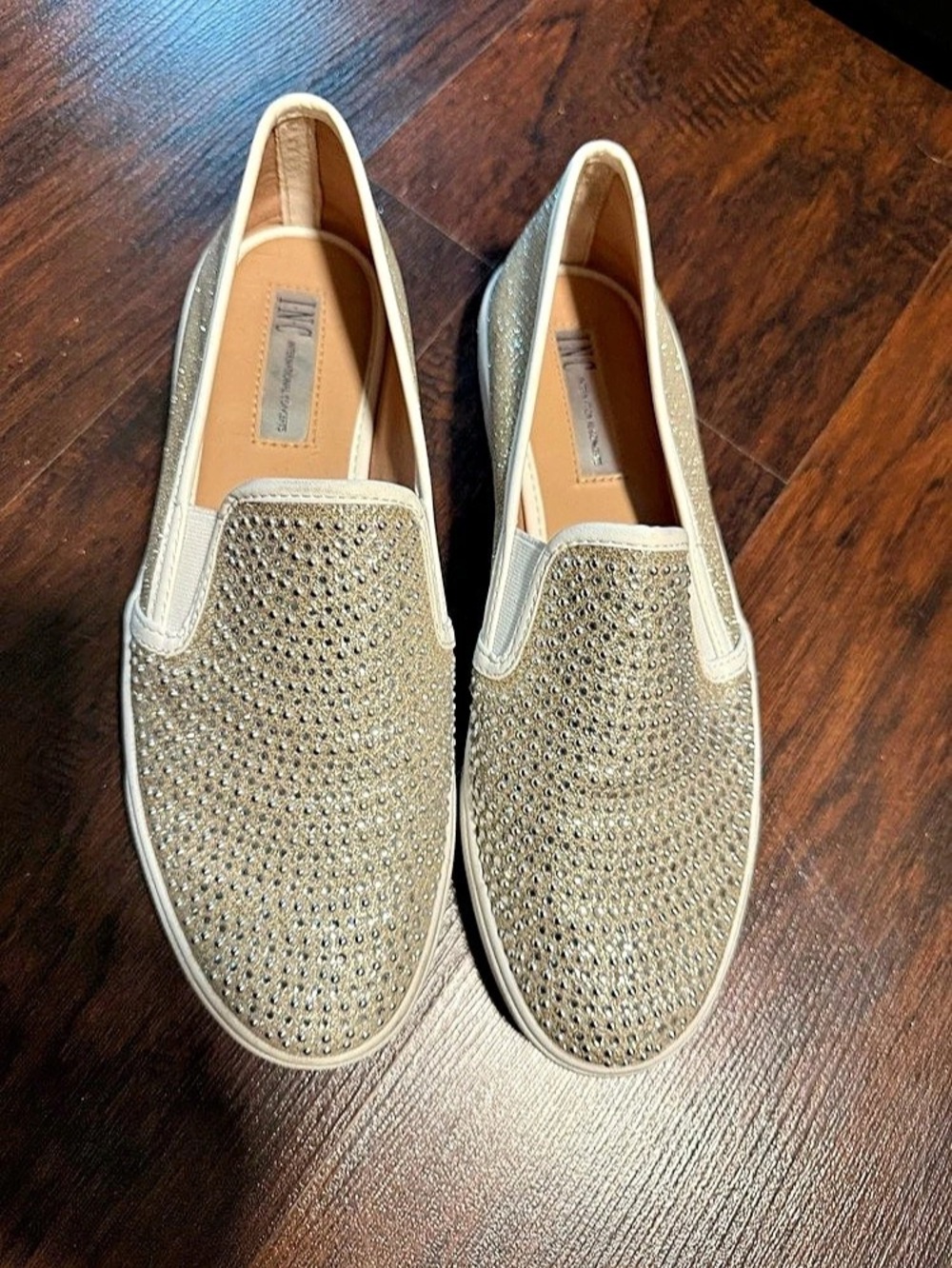 INC International Concepts Sammee2 Slip-On Sneaker Sneakers Gold & Silver